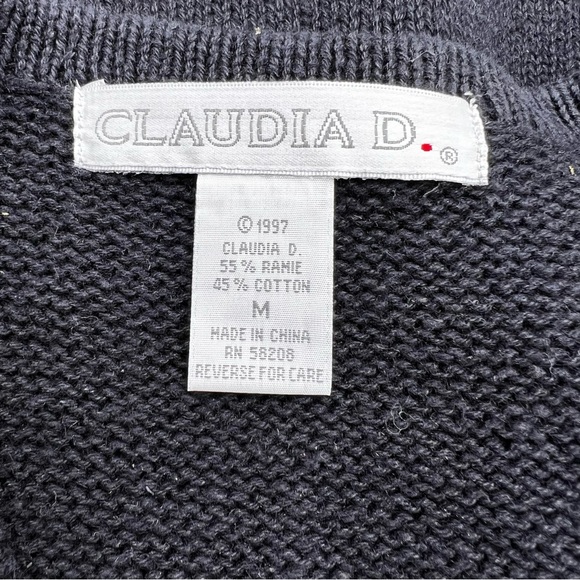 Vintage Claudia D Christmas Sweater Vest Black Embellished Beaded Size Medium - Picture 4 of 8